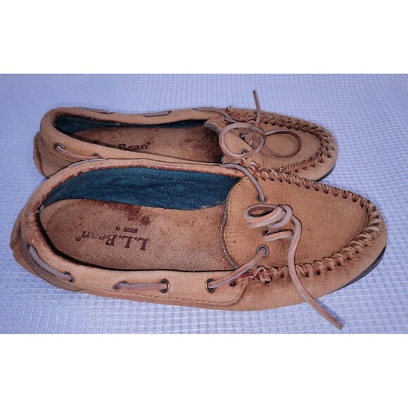 LL Bean Leather Brown Moccasins Women's size 8 - Picture 2 of 7